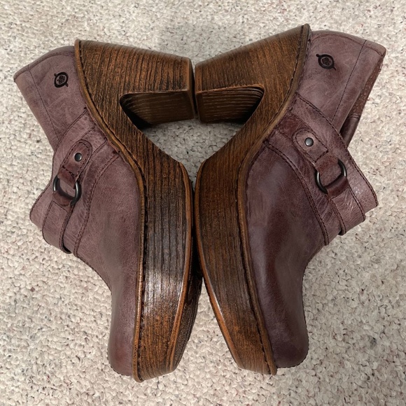 Born Haddon Brown Leather Heal Clog Shoes Hardly Worn Women's Size 8 - Picture 7 of 10